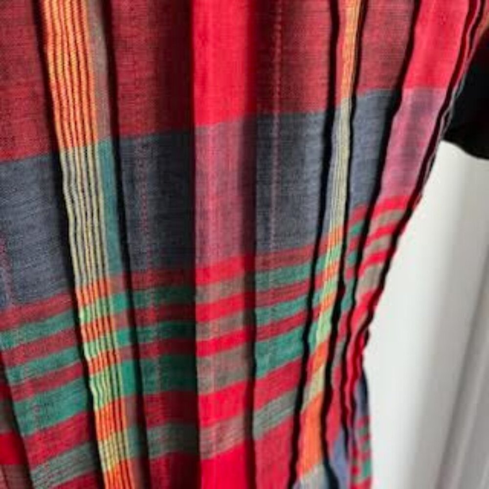 VTG 90's Linen Cotton Positive Attitude DartedPlaid Maxi Dress Women's 12 - Picture 9 of 9